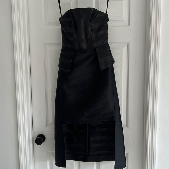 Designer HANH MERRIMAN Black Strapless Evening Cocktail Dress Gown Peplum 2 - Picture 4 of 10